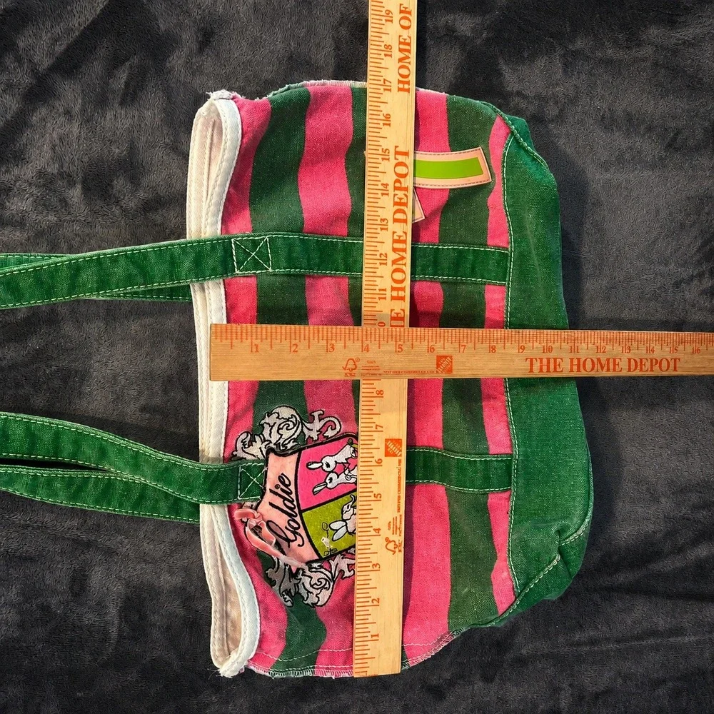 goldie womens tote bag limited edition 7 striped canvas pink green beach large